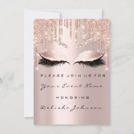 Rose Sweet 16. Glitzer Tropfens Bridal Makeup Einladung