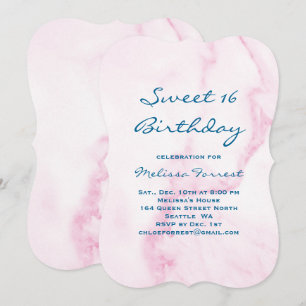 Rose Sweet 16 Marbre Invitation Anniversaire