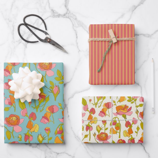 Rose & Sweet Pea Geschenkartikel Geschenkpapier Set (Vorderseite)