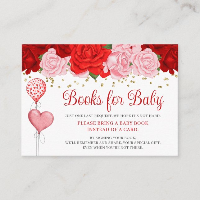 Rose Sweetheart Balloon Valentine Books for Baby Begleitkarte (Vorderseite)