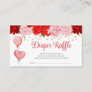 Rose Sweetheart Balloon Valentine Diaper Raffle Begleitkarte