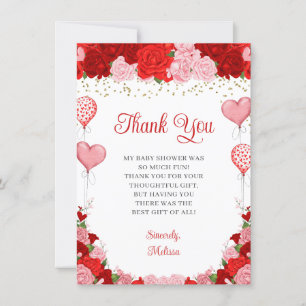 Rose Sweetheart Balloon Valentine Girl Babydusche Dankeskarte