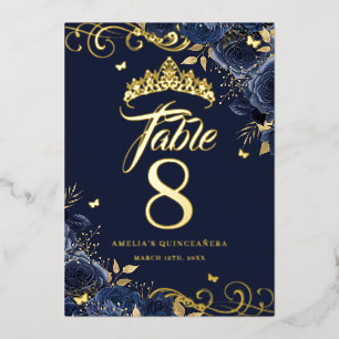 Rose Swirl Quinceanera Gold Tischnummer