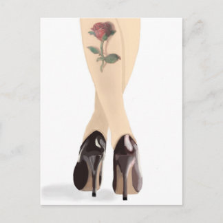Rose Tätowierung hohe Absätze Postkarte
