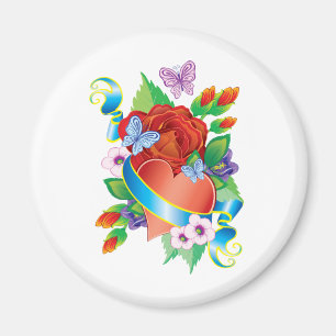 Rose Tattoo Hearts Magnet