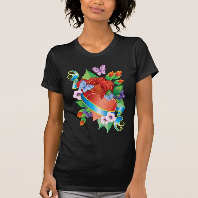 Rose Tattoo Hearts T-Shirt (Vorderseite)