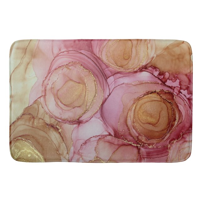 Rose Taupe Abstrakte Blumenmatte Badematte (Vorderseite)