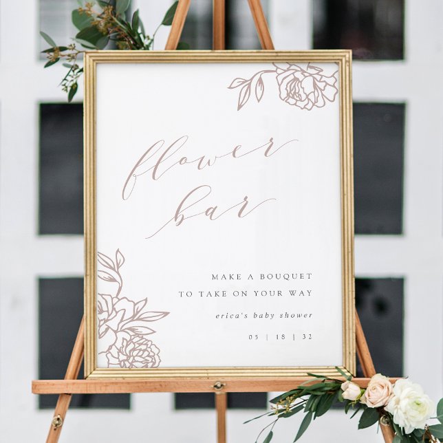 Rose Taupe Calligrafy Blume Bar signieren Poster (Von Creator hochgeladen)