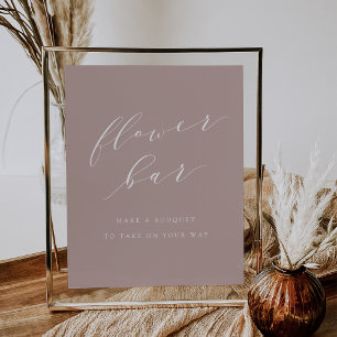 Rose Taupe Calligrafy Blume Bar signieren Poster