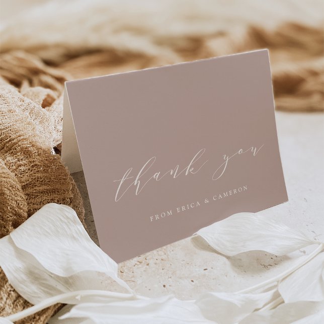 Rose Taupe Calligraphie Personalisiert Dankeskarte (Von Creator hochgeladen)