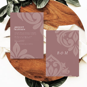 Rose Taupe Geschmackvolle Klassik-Script Damask Ho Einladung