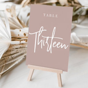 Rose Taupe Hand Skripte Tabelle DRITTEN Tischnummer