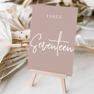 Rose Taupe Hand Skripte Tabelle SIEBZEHEN Tischnummer