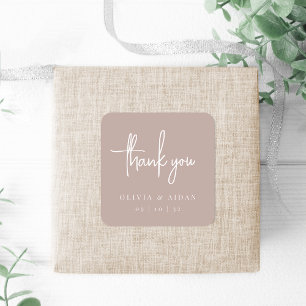 Rose Taupe Handgeschriebene SkriptWedding Vielen Quadratischer Aufkleber