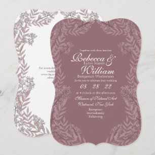 Rose Taupe Wedding Vintag Botanical Einladung