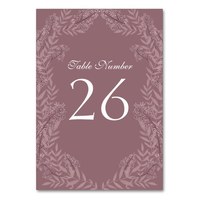 Rose Taupe Wedding Vintag Botanical Tischnummer (Rückseite)