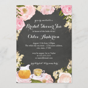 Rose & Teacup Chalkboard Brautparty laden Einladung