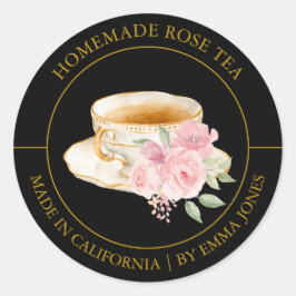 Rose Tee Modernes Label Runder Aufkleber