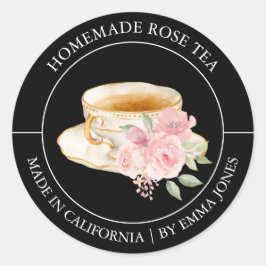 Rose Tee Modernes Label Runder Aufkleber