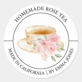 Rose Tee Modernes Label Runder Aufkleber