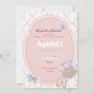 Rose teintes bébé fille Aqeeqah Invitation