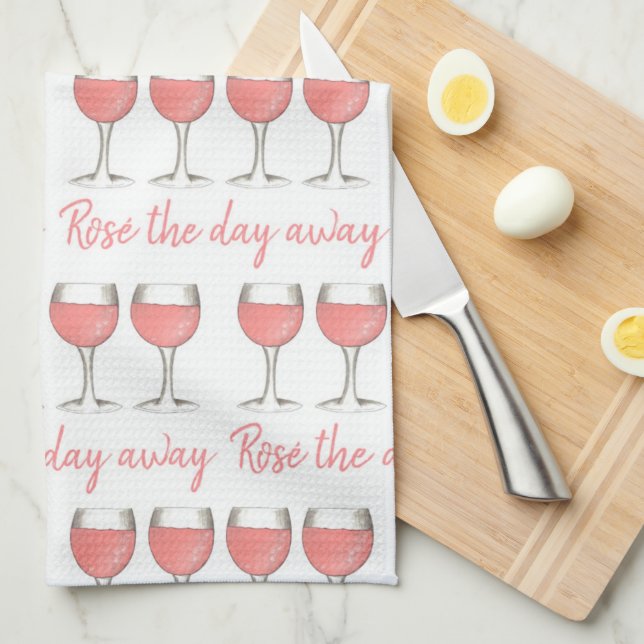 Rosé The Day Away Rosa Rose Glass Wein Lover Geschirrtuch (Viertel Falte)
