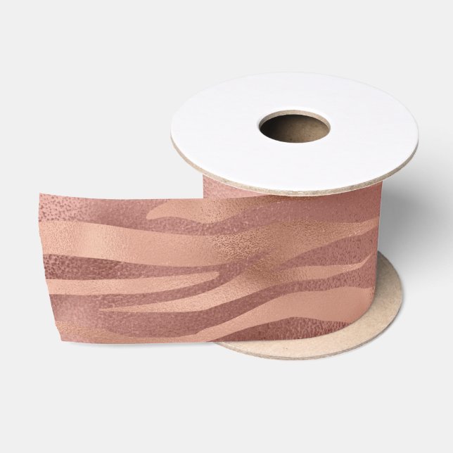 Rose Tiger Streifen Satinband (Spule)