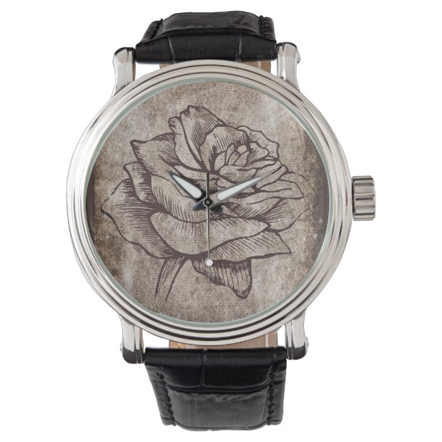 Rose Tinte Zeichnend Armbanduhr (Vorderseite)