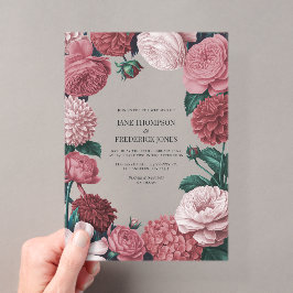Rosé-Ton, Terra Pink und Pfingstrosen-Rauch Floral Acryleinladungen