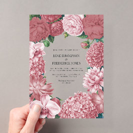 Rosé-Ton, Terra-Pink und Pfingstrosen-Rauch Floral Acryleinladungen
