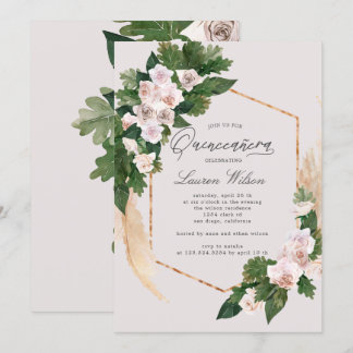 Rose Tropenblüte Quinceanera Einladung