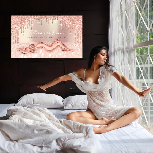 Rose Tropfen Glitzer Körpermassage Pflege GR CODE  Terminkarte (Rose Drips Glitter Body Massage Care GR CODE SPA Appointment Card)