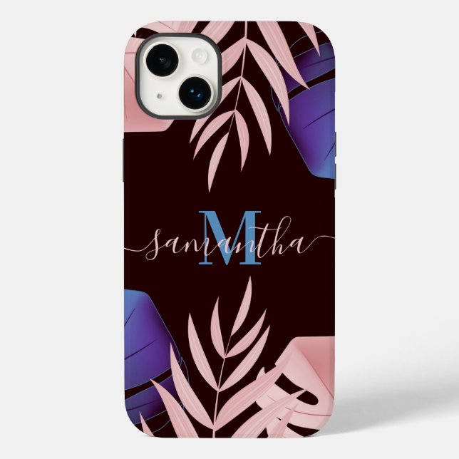 Rose Tropische Blätter Case-Mate iPhone 14 Plus Hülle (Rückseite)