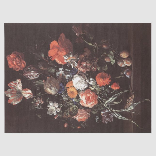 Rose, Tulips, Ranunculus von Rachel Ruysch Seidenpapier (Vorderseite)