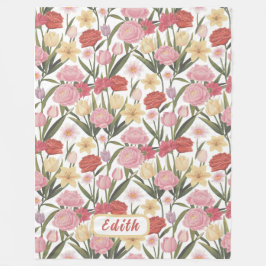 Rose, Tulips und Lilien Fleecedecke