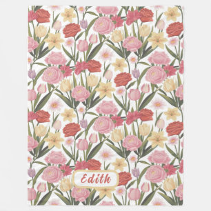 Rose, Tulips und Lilien Fleecedecke