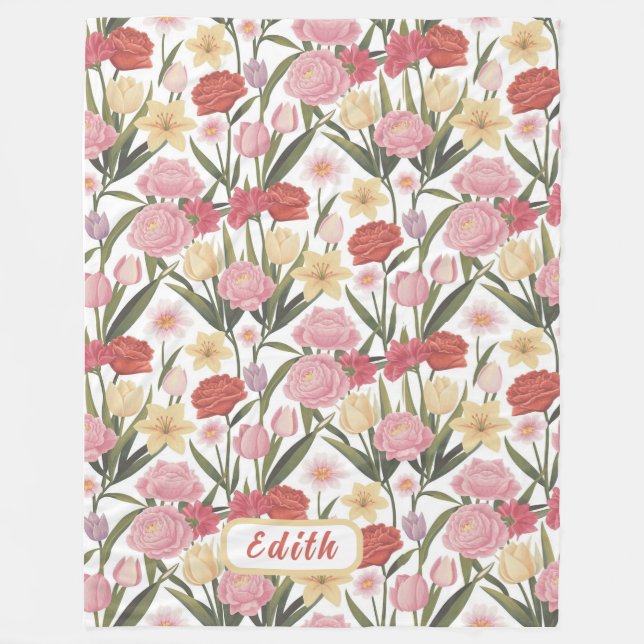 Rose, Tulips und Lilien Fleecedecke (Vorderseite)
