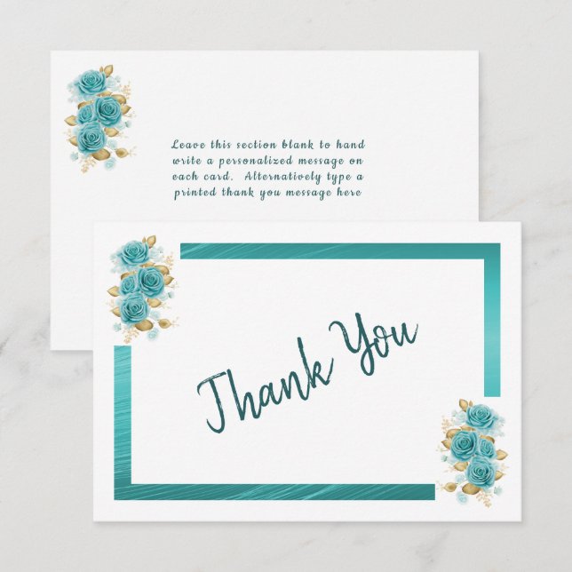 Rose turquoise et Turquoise Elégant Carte de remer (Devant / Derrière)