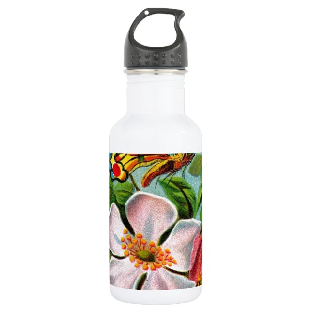 Rose u. Schmetterling Trinkflasche (Vorderseite)