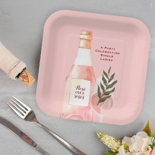Rosé über Rosen Valentinstag-Party Rosa Wein Pappteller