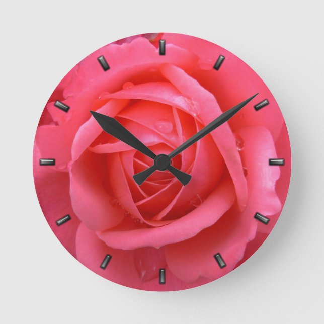 Rose Uhr Rote Rose Blume Wand-Uhr Rose Decke (Vorderseite)
