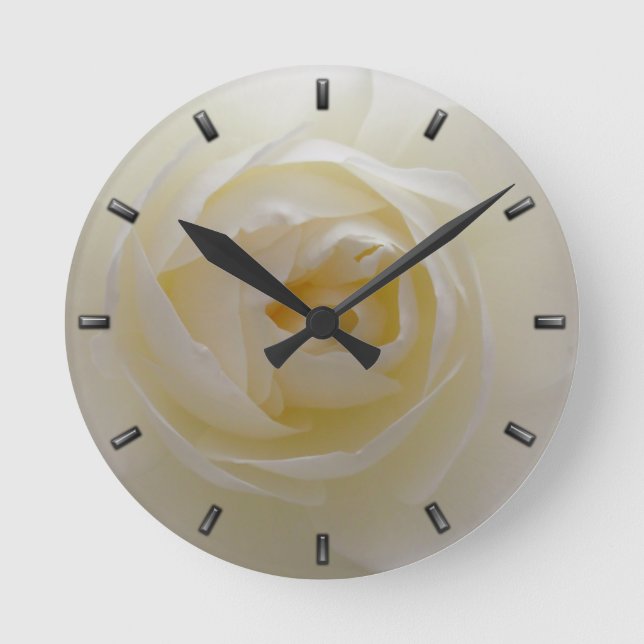 Rose Uhrenhalterung der Blume Weiße Rose Wand Rose Runde Wanduhr (Vorderseite)