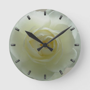 Rose Uhrenhalterung der Blume Weiße Rose Wand Rose Runde Wanduhr