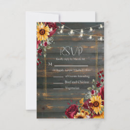 Rose und Aster Hochzeit RSVP Karte