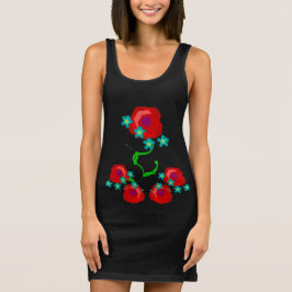Rose und Baby Blue Blume floral verzierte LBD T-Shirt