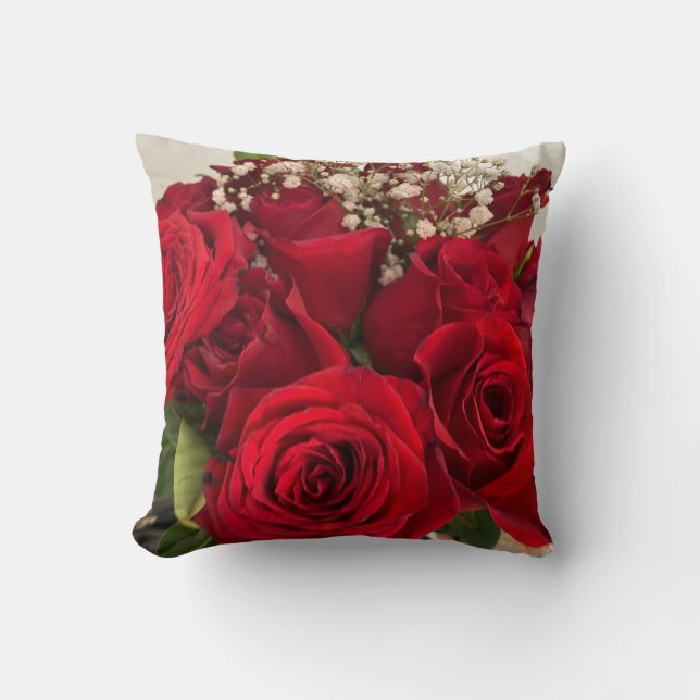 Rose und Babybreath Kissen (Vorderseite)
