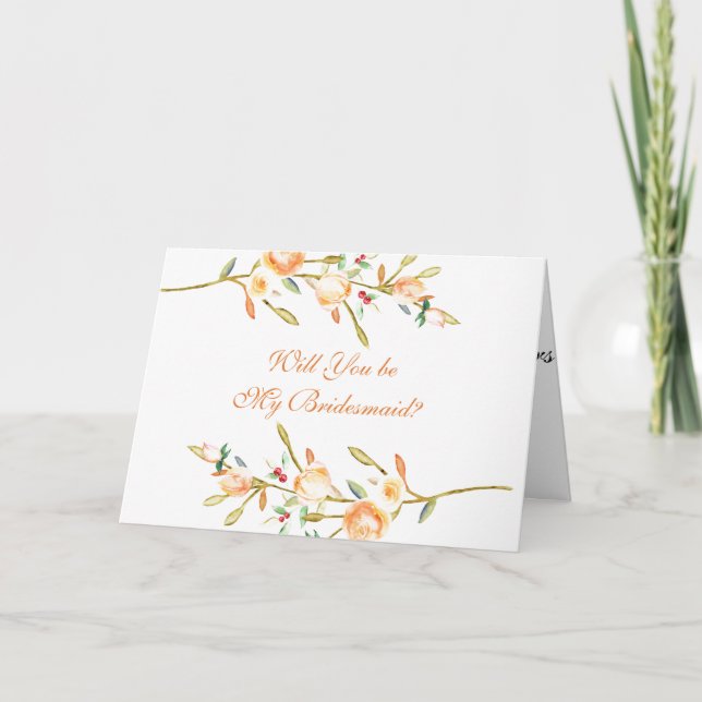 Rose und Berry Stems werden Sie meine Bridesmaid s Karte (Vorderseite)