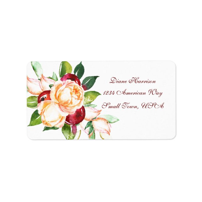 Rose und Berry Watercolor Stems Adressaufkleber (Vorne)