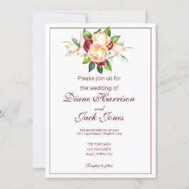 Rose und Berry Watercolor Stems Einladung