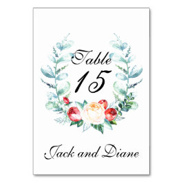 Rose und Berry Watercolor Stems Tischnummer